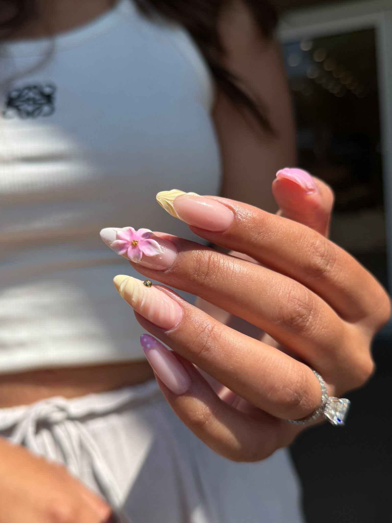 Floral pastel nail art