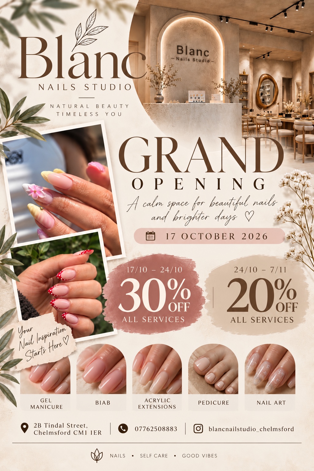 Blanc Nail Studio grand opening poster